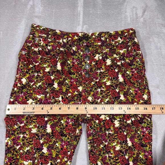 Free People Sun Chaser Floral Cream High Rise Button Fly Corduroy Retro Pants 25 - Picture 8 of 16